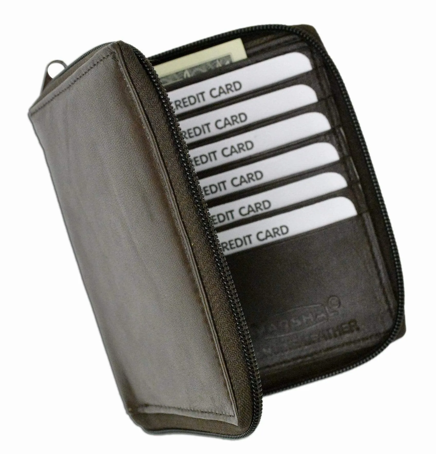 Mens Premium Soft Leather Bifold Zippered ID Wallet P 702 (C)