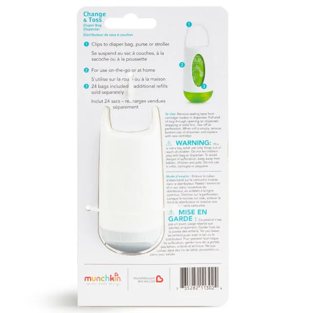 Munchkin Arm & Hammer Change & Toss Diaper Bag Dispenser - Green