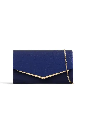 Navy Glitter Envelope Clutch Bag