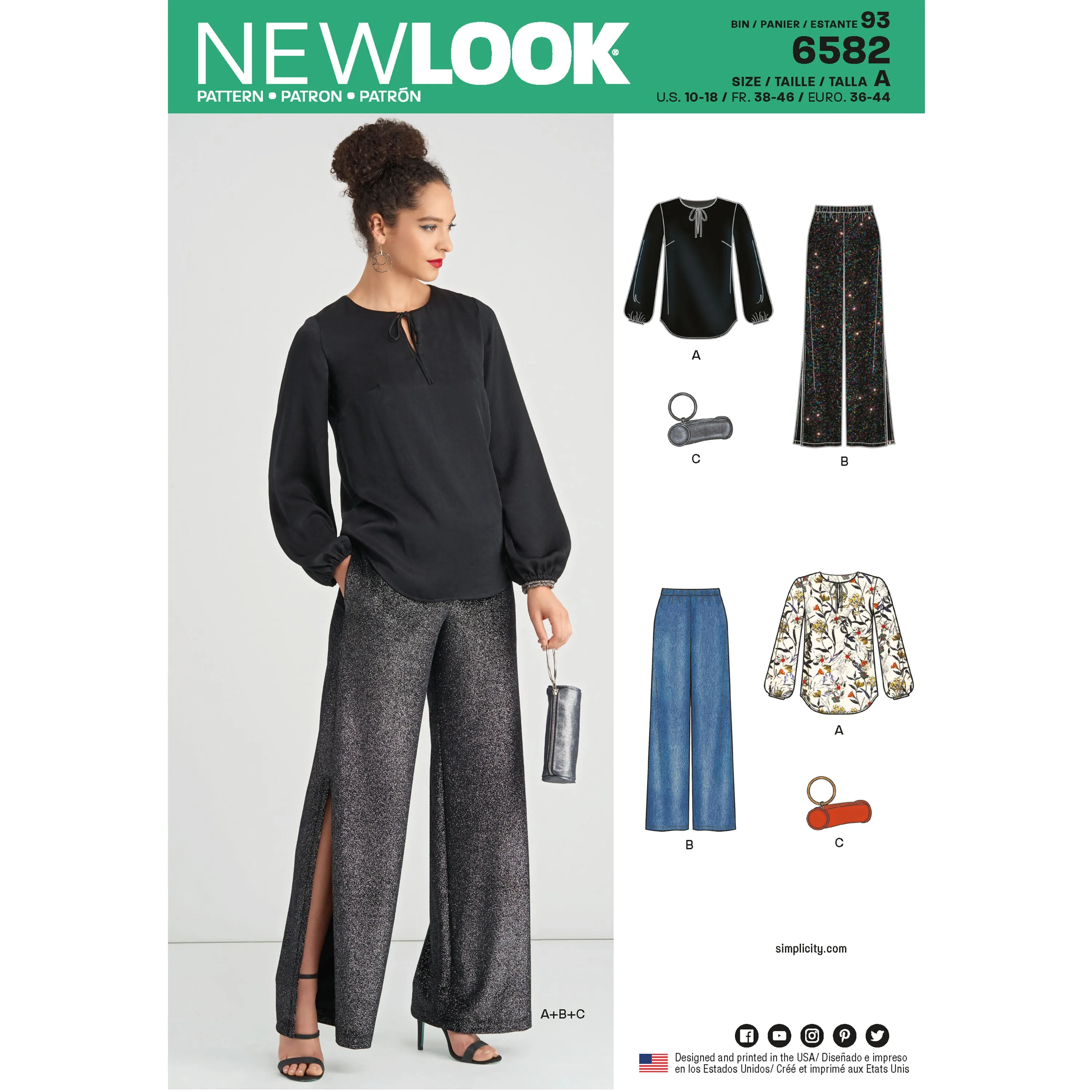 Newlook Pattern 6582 Misses' Pant, Top and Clutch