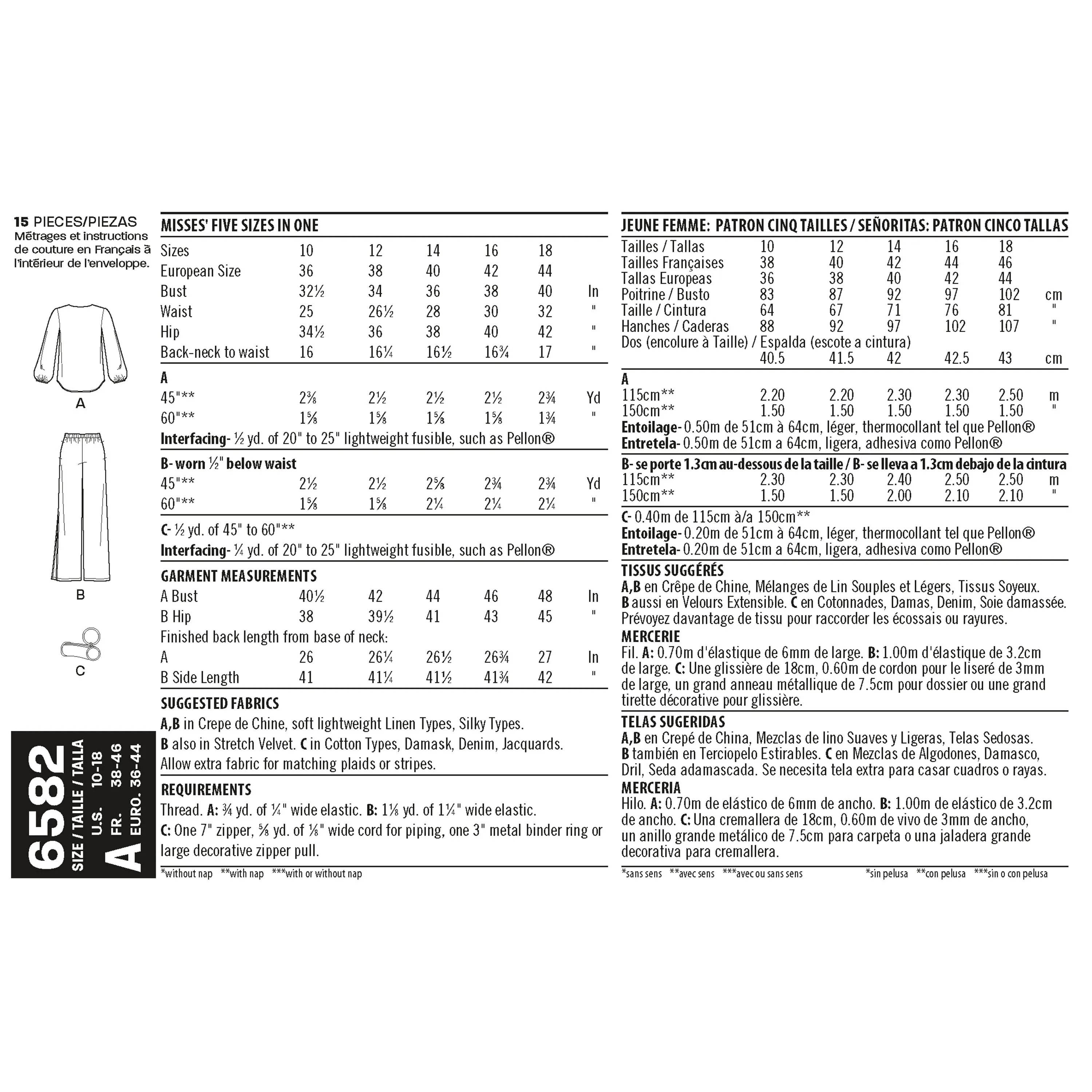 Newlook Pattern 6582 Misses' Pant, Top and Clutch