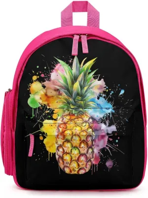 Pineapple Paint Cute Backpack Daily Casual Daypack Travel Mini Bag with Adjustable Strap Pink-style-3
