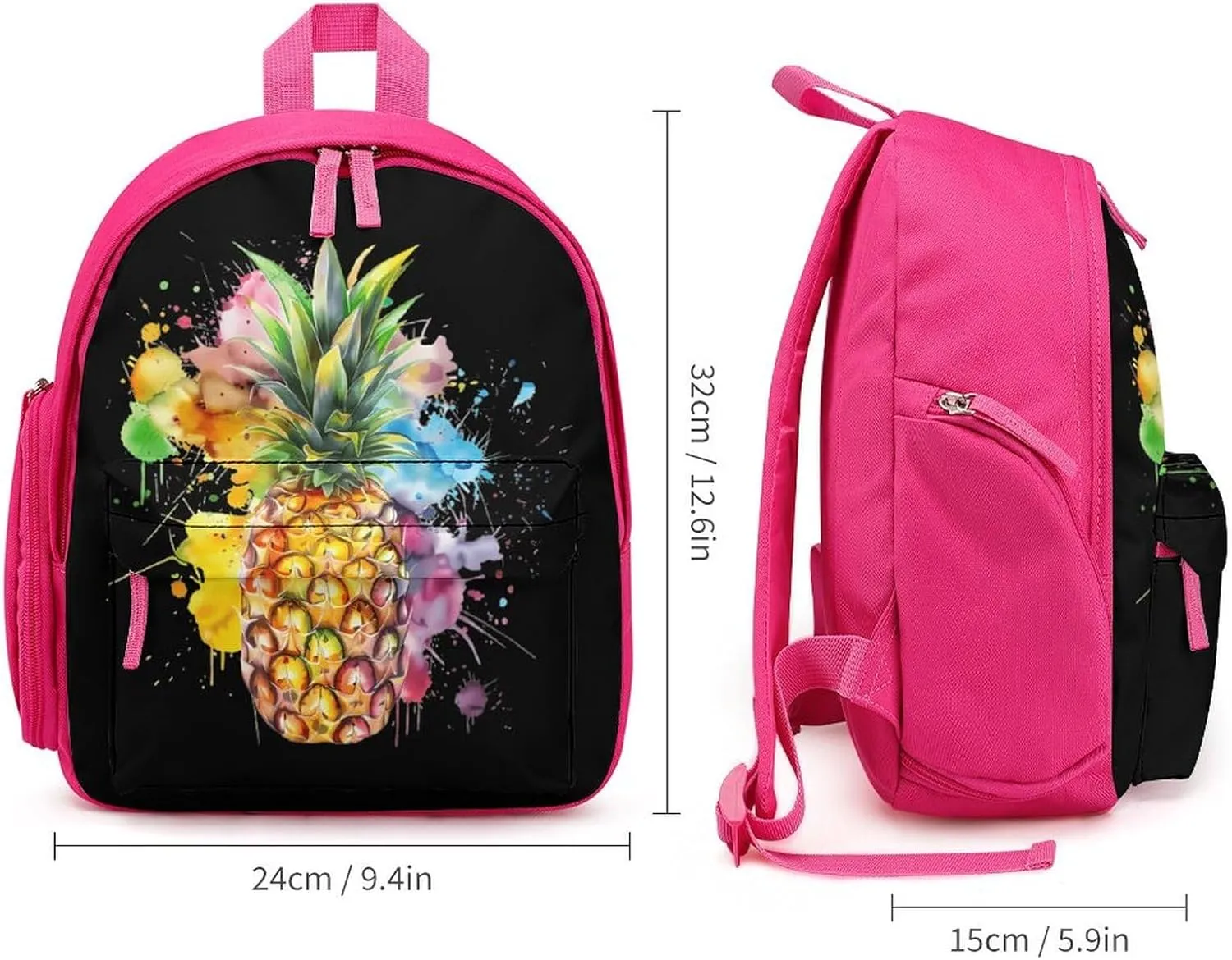 Pineapple Paint Cute Backpack Daily Casual Daypack Travel Mini Bag with Adjustable Strap Pink-style-3