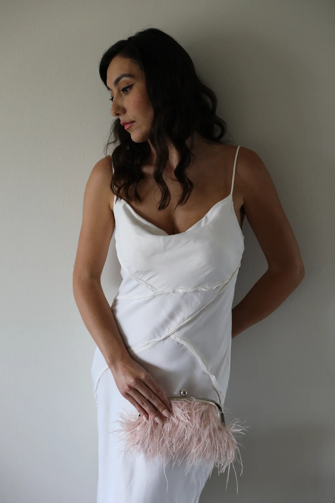 Pink Feathers Wedding Clutch