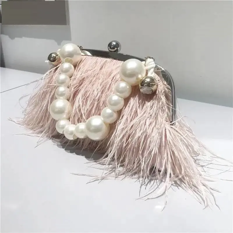 Pink Feathers Wedding Clutch