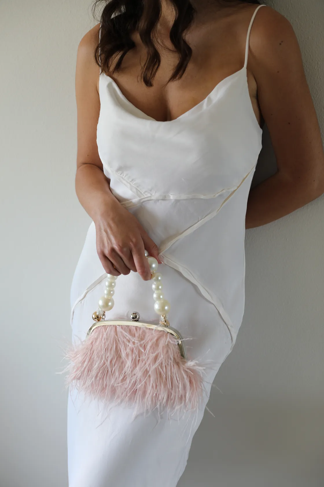 Pink Feathers Wedding Clutch