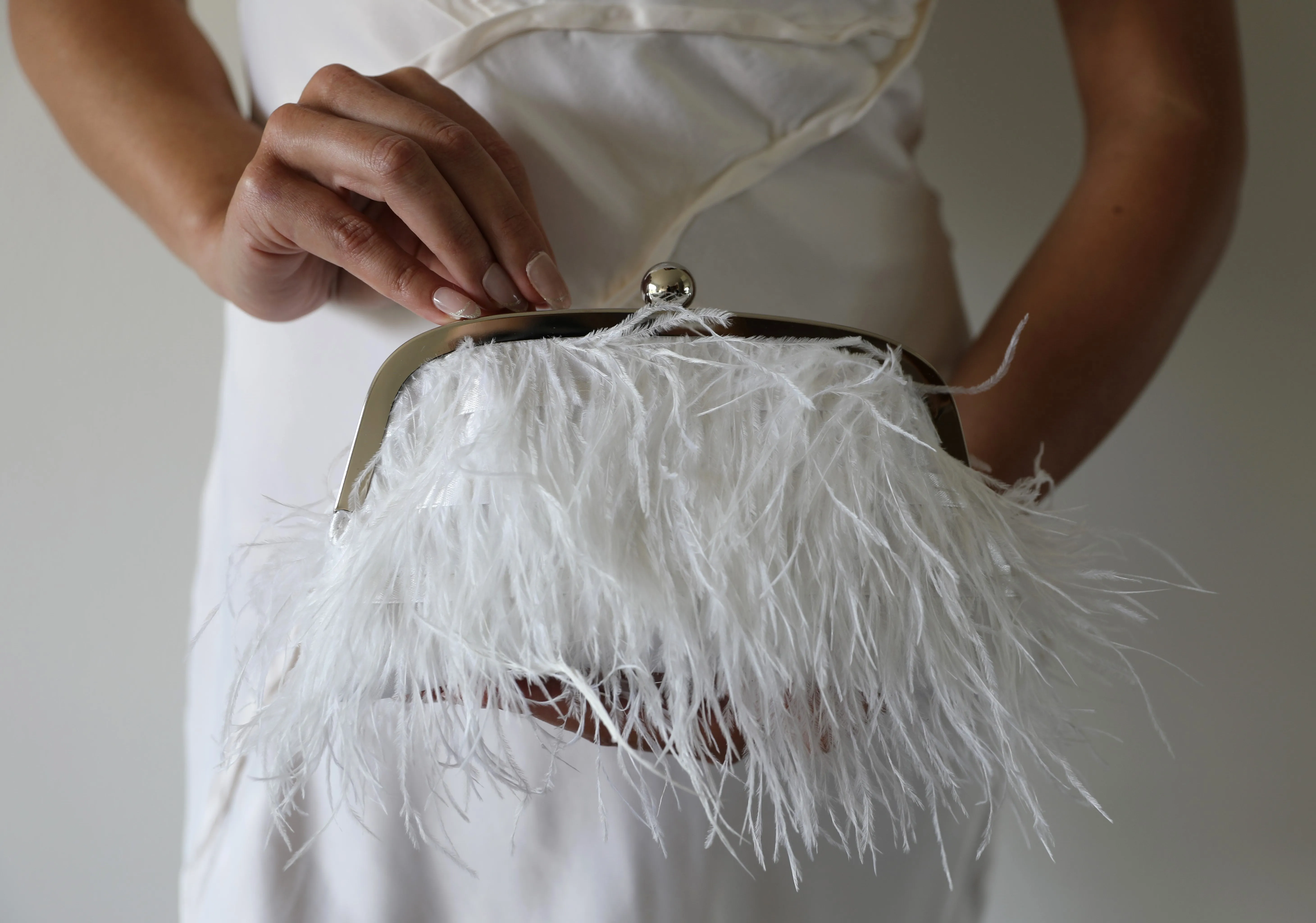 Pink Feathers Wedding Clutch