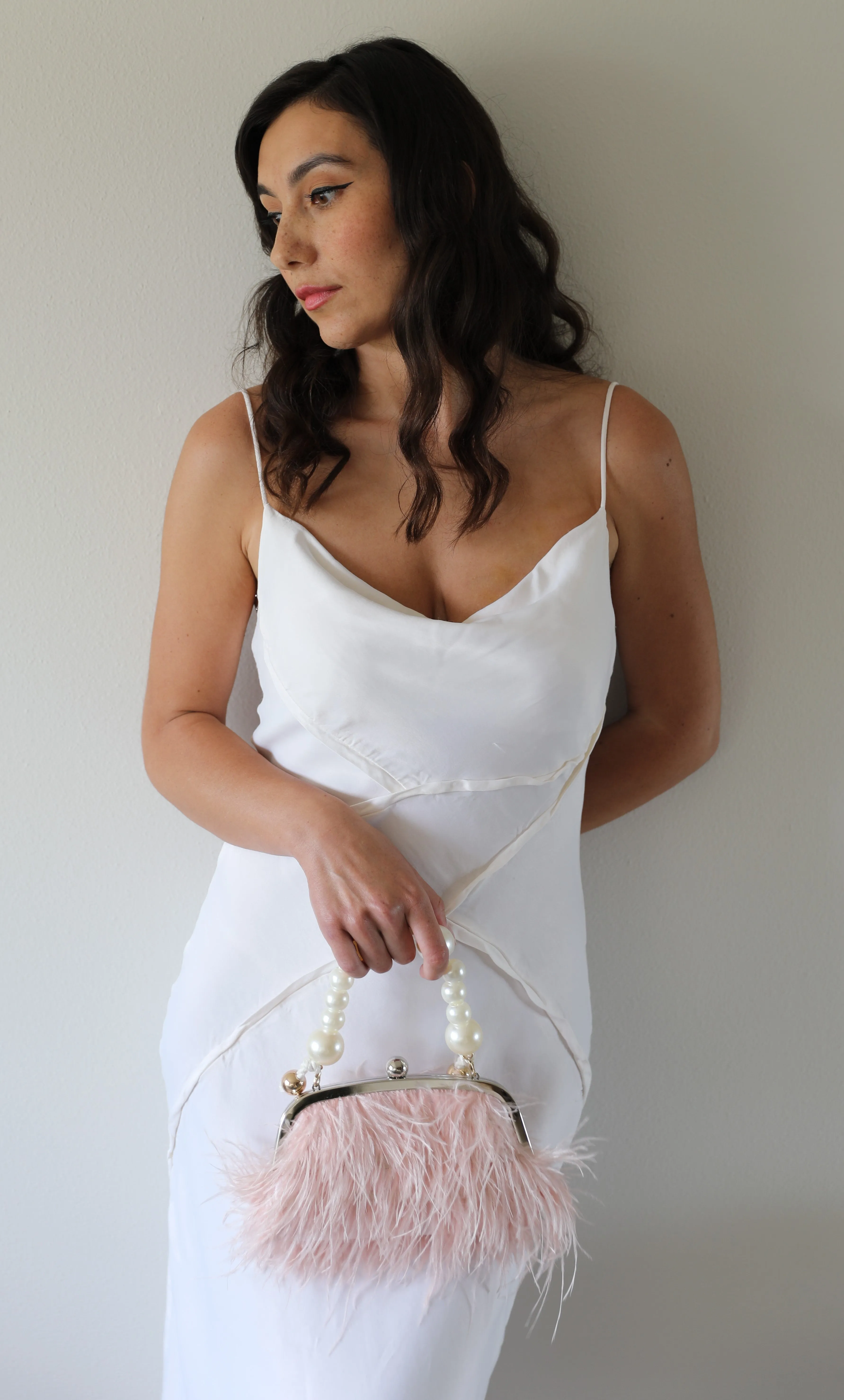 Pink Feathers Wedding Clutch