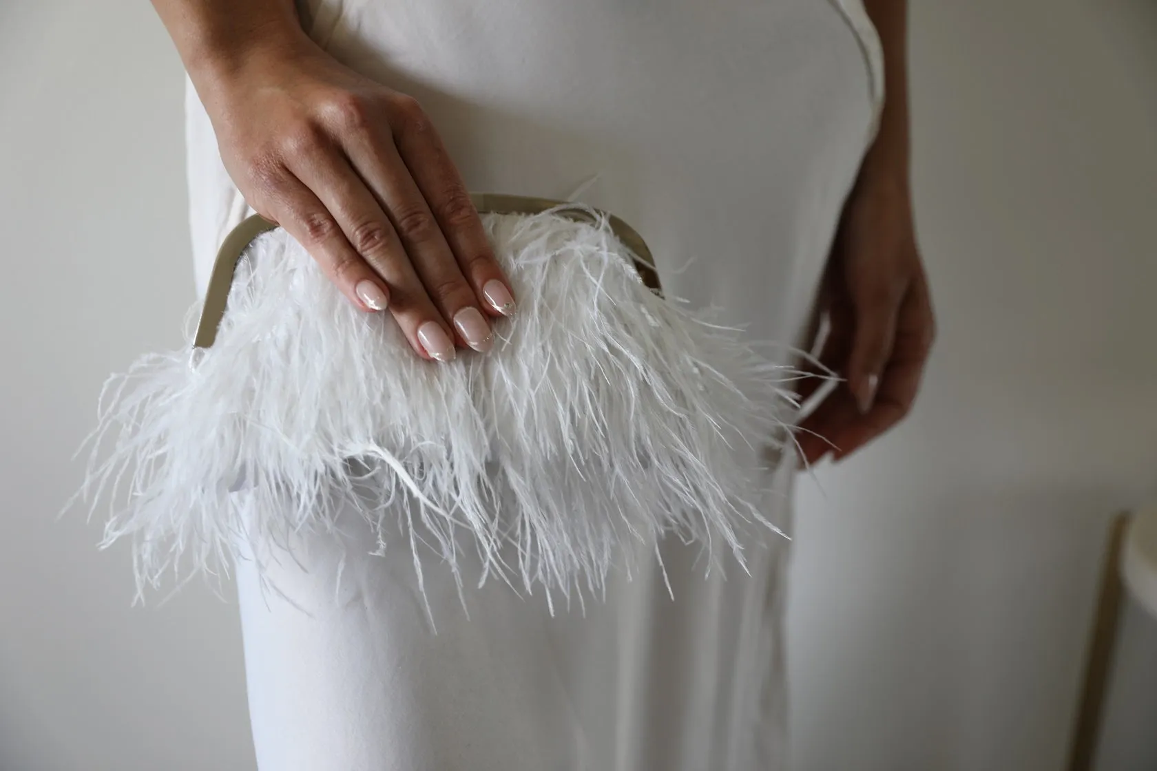 Pink Feathers Wedding Clutch