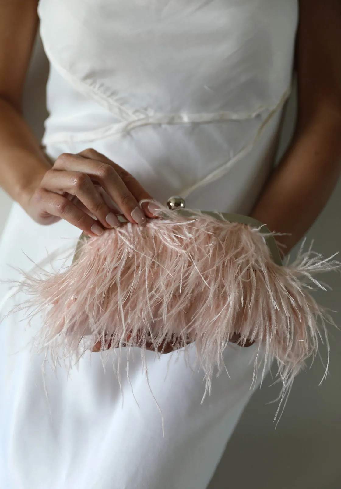Pink Feathers Wedding Clutch