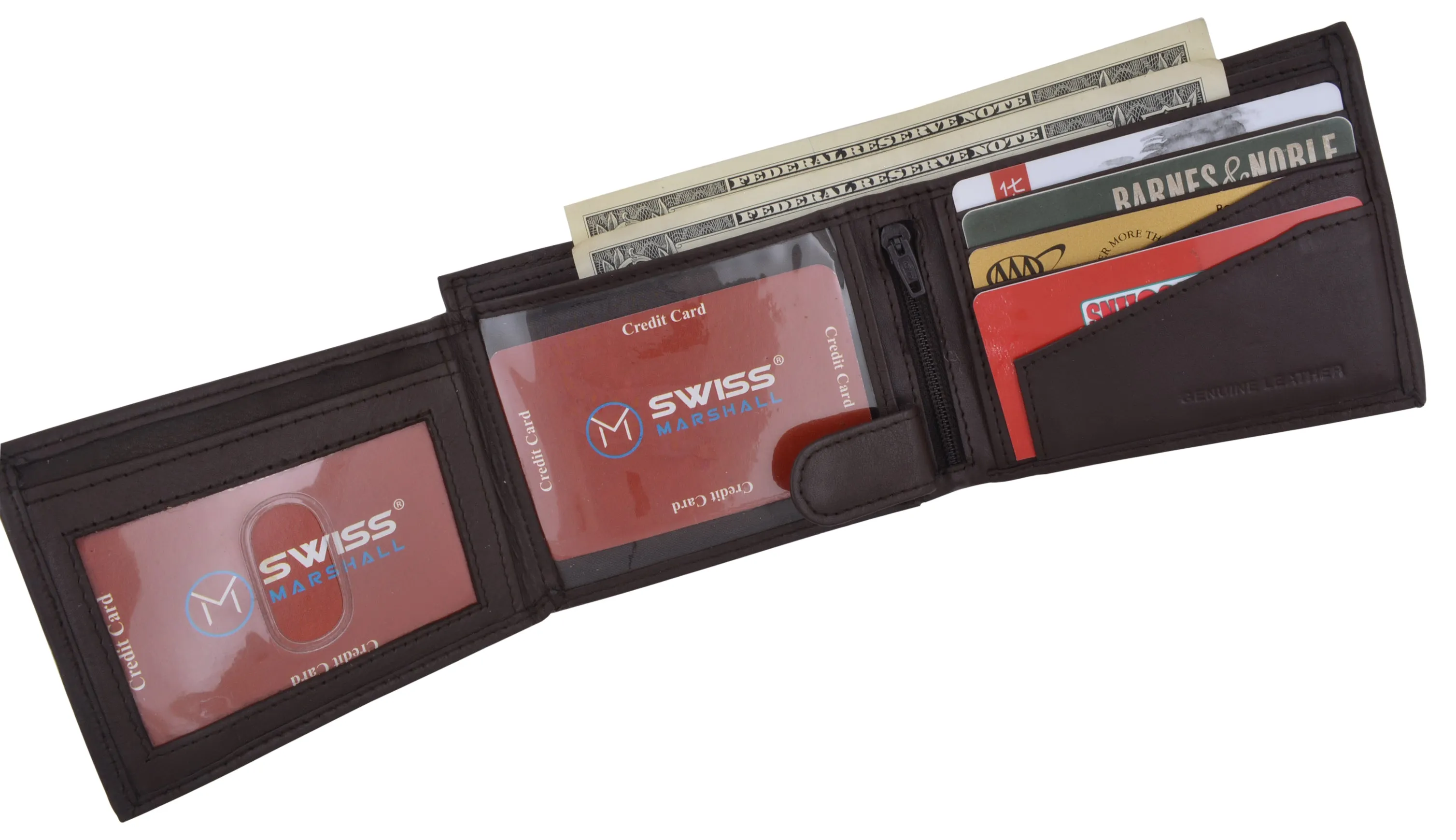 Premium Leather RFID Mens Credit Card ID Holder Wallet W/Interior Snap Closure