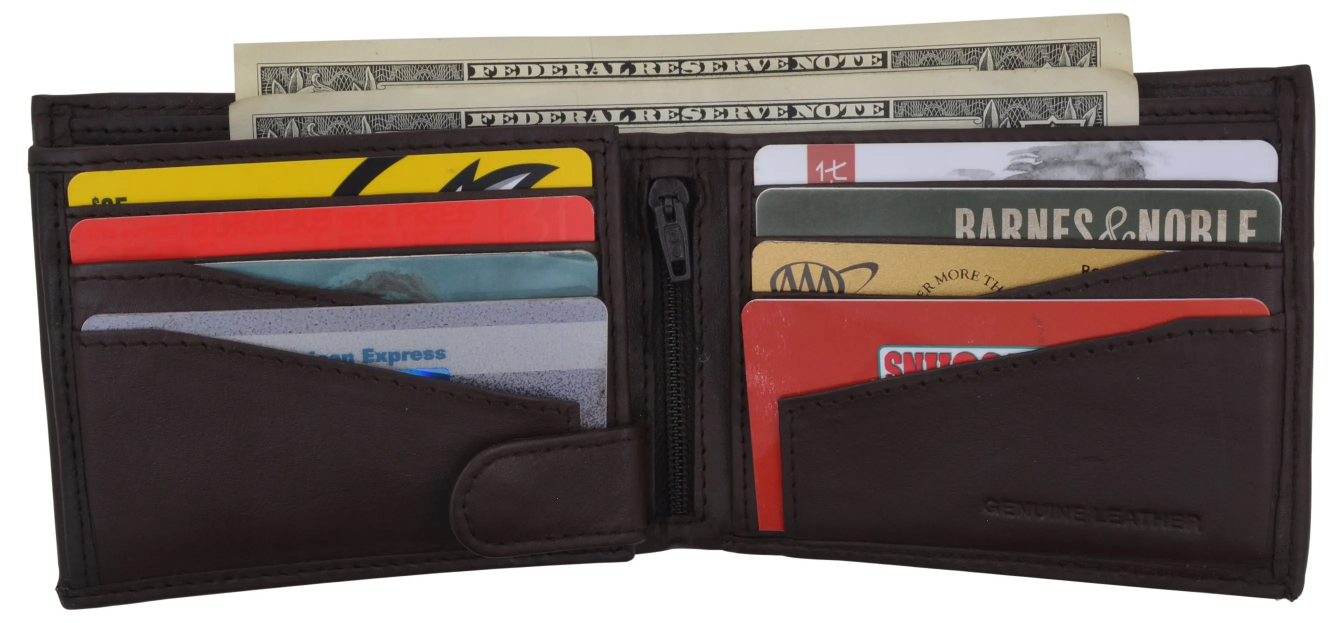 Premium Leather RFID Mens Credit Card ID Holder Wallet W/Interior Snap Closure