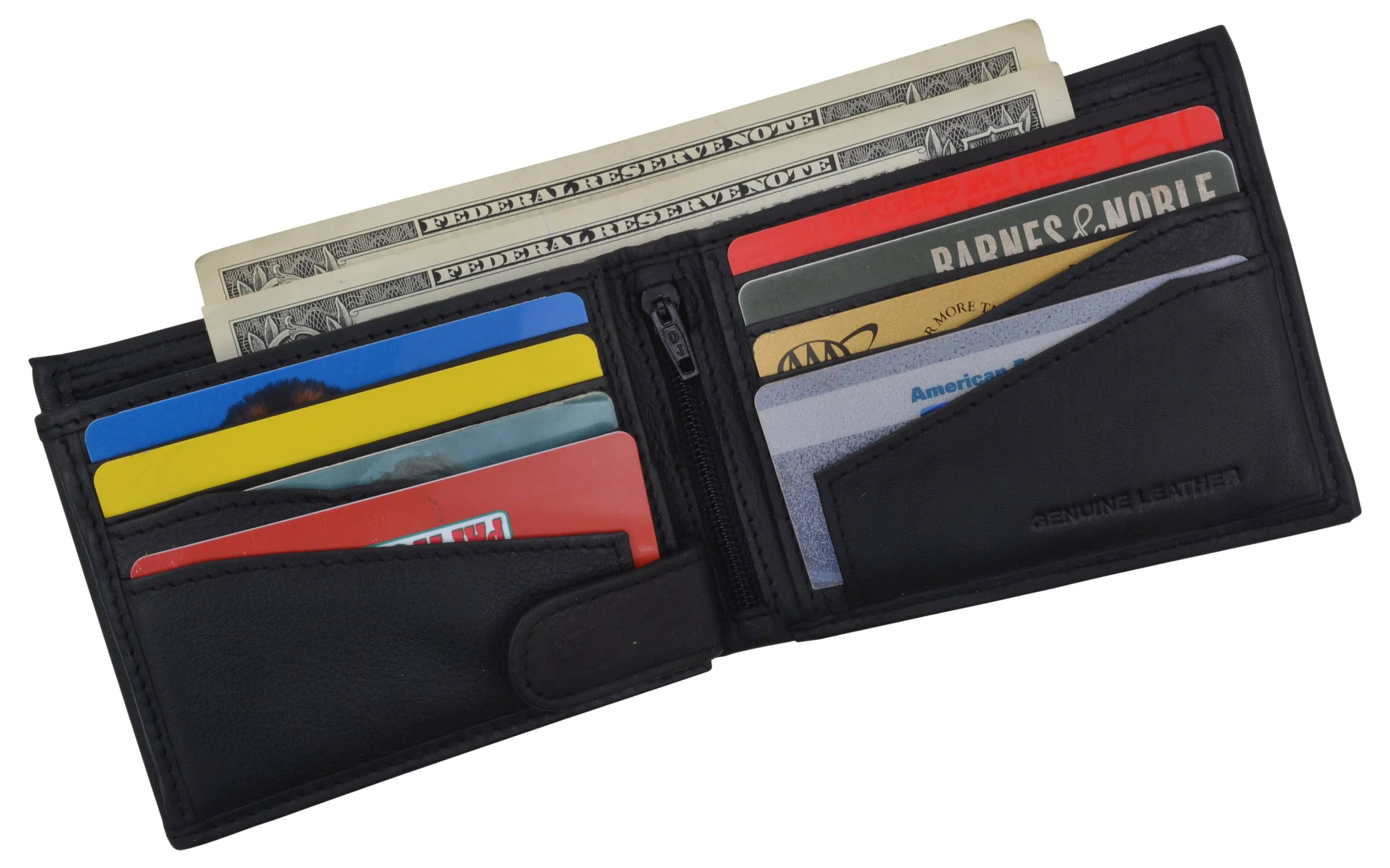 Premium Leather RFID Mens Credit Card ID Holder Wallet W/Interior Snap Closure
