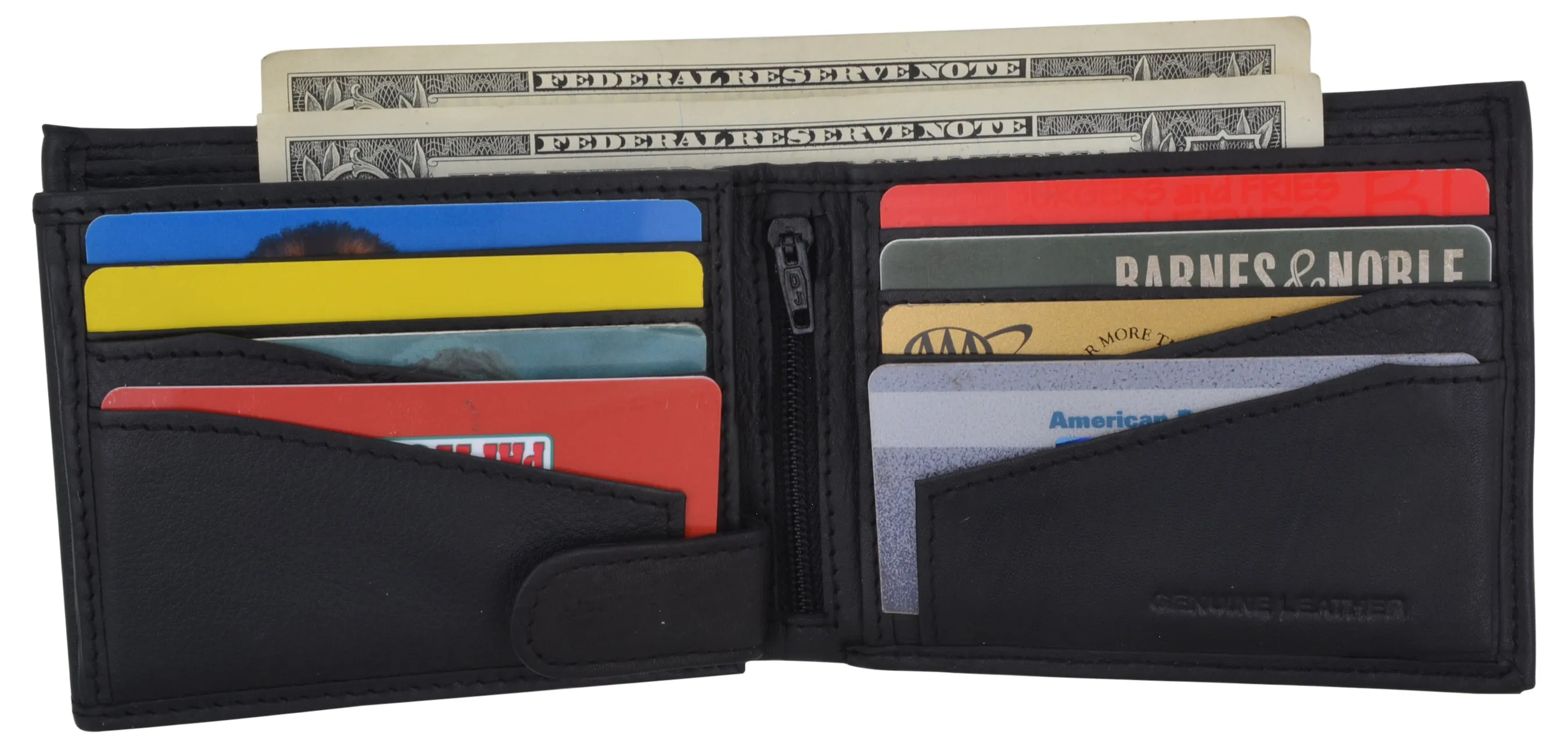 Premium Leather RFID Mens Credit Card ID Holder Wallet W/Interior Snap Closure