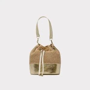 Raffia Leather Bucket Bag