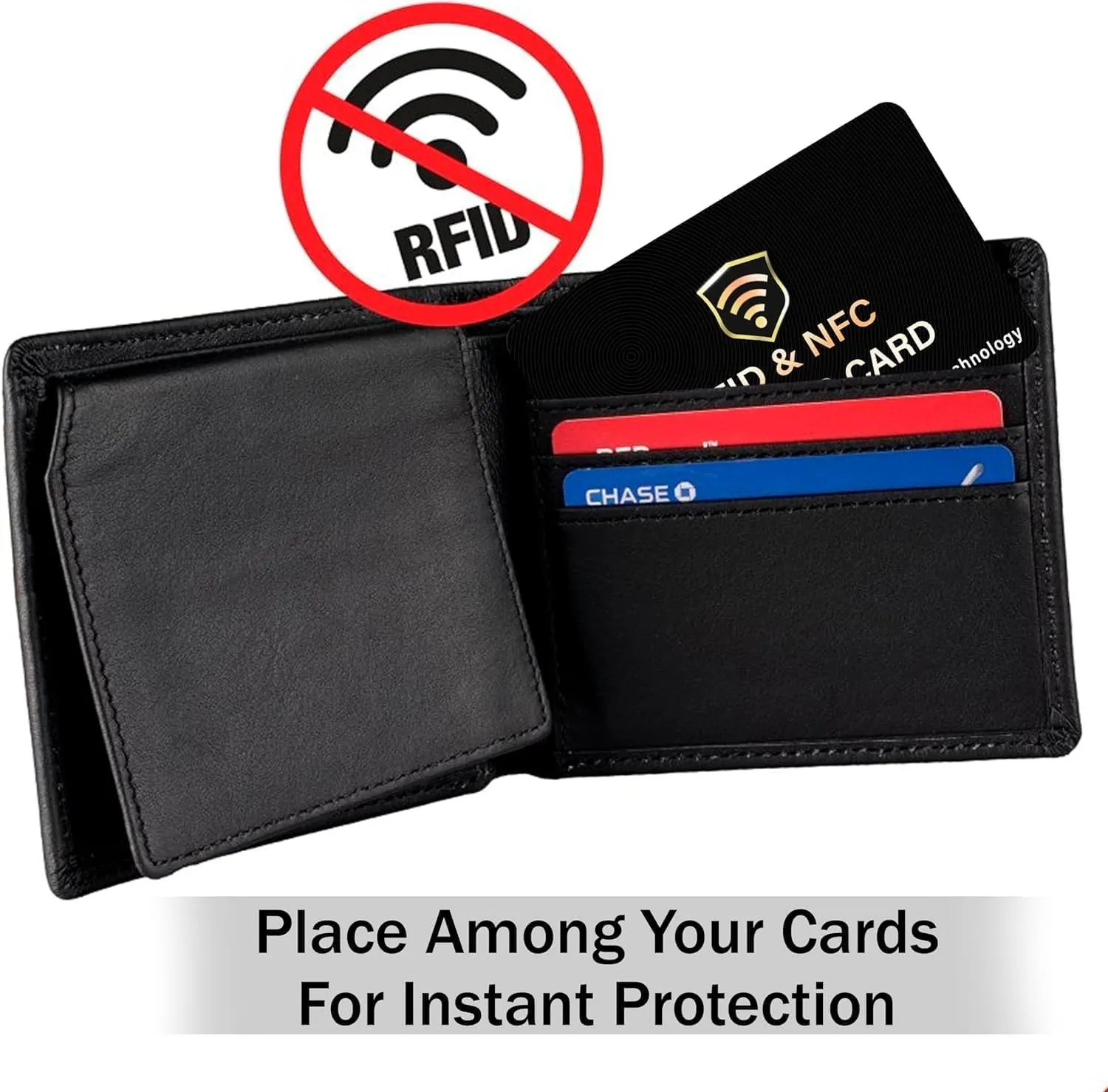 SaiTech IT 5 Pack RFID Blocking Card, One Card Protects Entire Wallet Purse, NFC Contactless Bank Debit Credit Card Protector ID ATM Guard Card Blocker(Black)