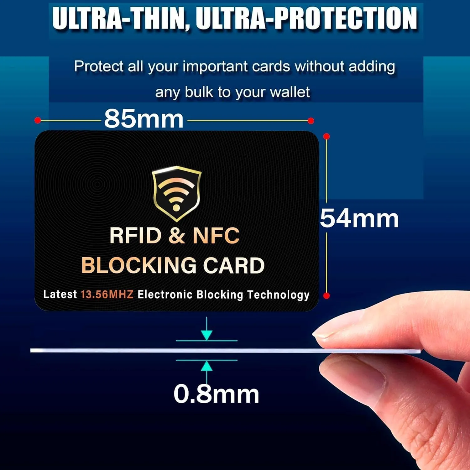 SaiTech IT 5 Pack RFID Blocking Card, One Card Protects Entire Wallet Purse, NFC Contactless Bank Debit Credit Card Protector ID ATM Guard Card Blocker(Black)