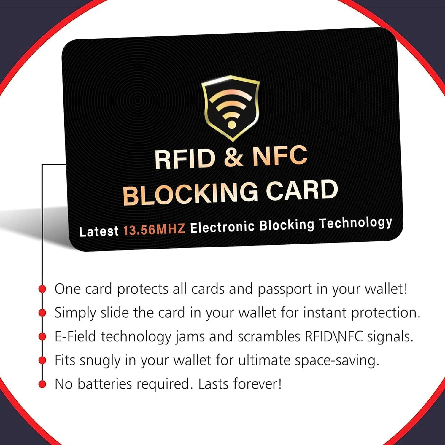 SaiTech IT 5 Pack RFID Blocking Card, One Card Protects Entire Wallet Purse, NFC Contactless Bank Debit Credit Card Protector ID ATM Guard Card Blocker(Black)