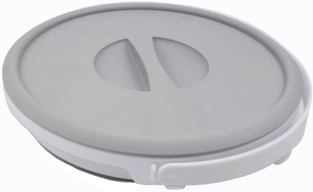 SAMMART 5.5L (1.4 Gallon) Collapsible Plastic Bucket with Lid - Foldable Round Tub with Lid - Portable Fishing Water Pail - Space Saving Outdoor Waterpot. (White/Grey, 1)