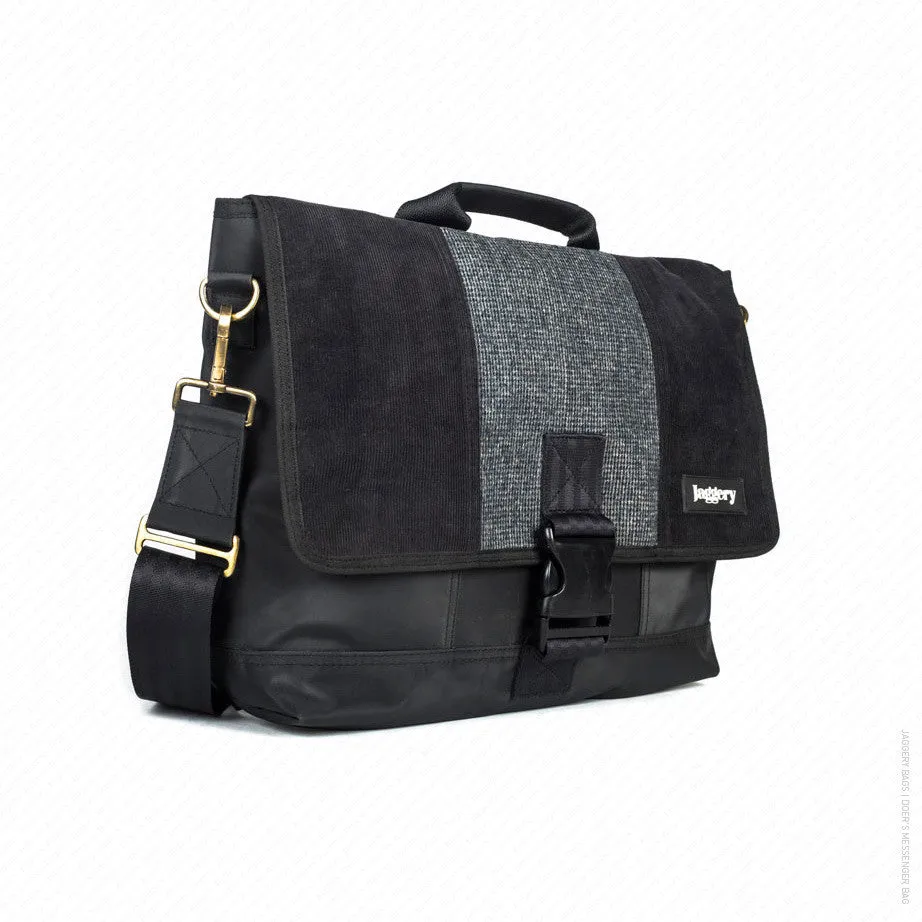 Schmick Messenger Bag in Black Corduroy & Tweed [15" laptop bag]