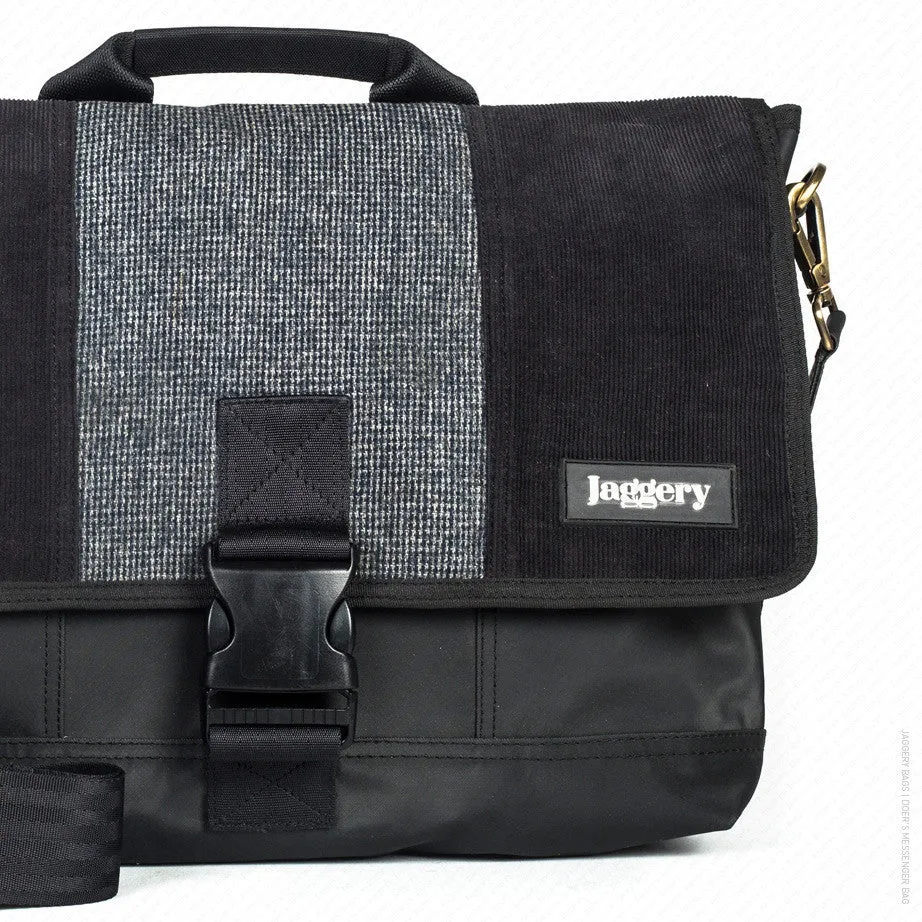 Schmick Messenger Bag in Black Corduroy & Tweed [15" laptop bag]