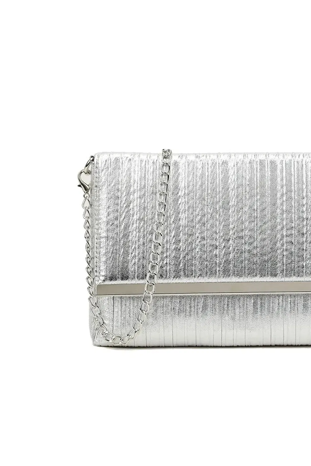 Silver Pleated Clutch Bag