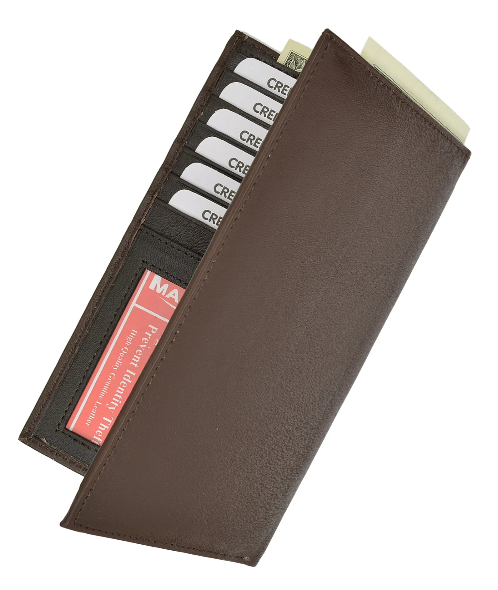 Slim Leather ID/Credit Card Holder Long Wallet with RFID Blocking