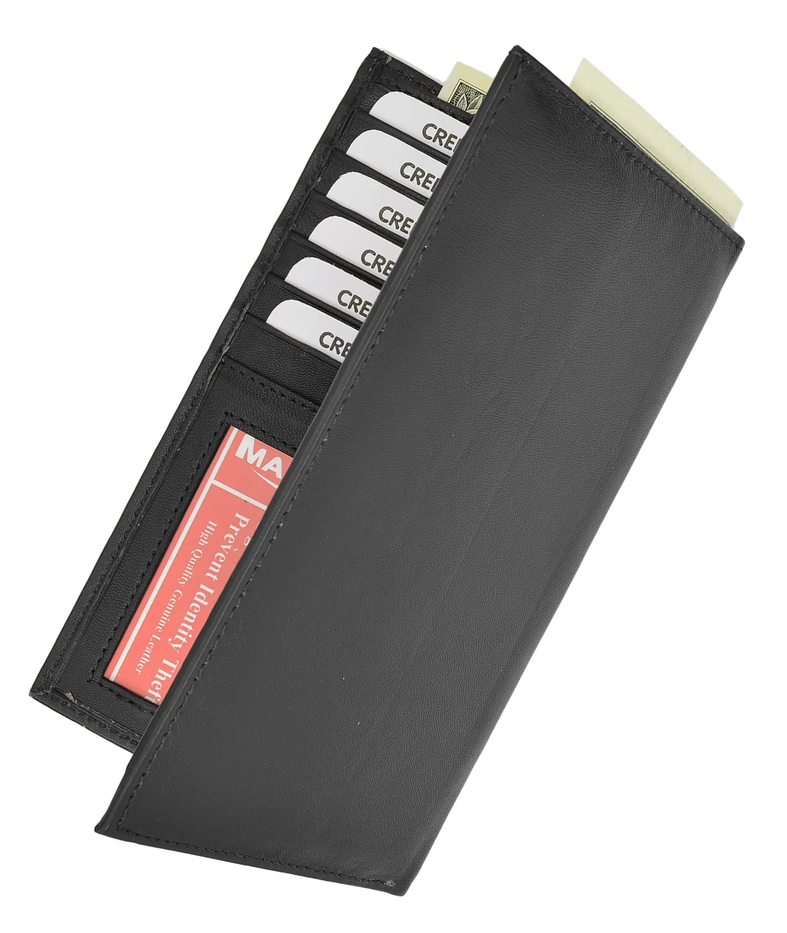 Slim Leather ID/Credit Card Holder Long Wallet with RFID Blocking
