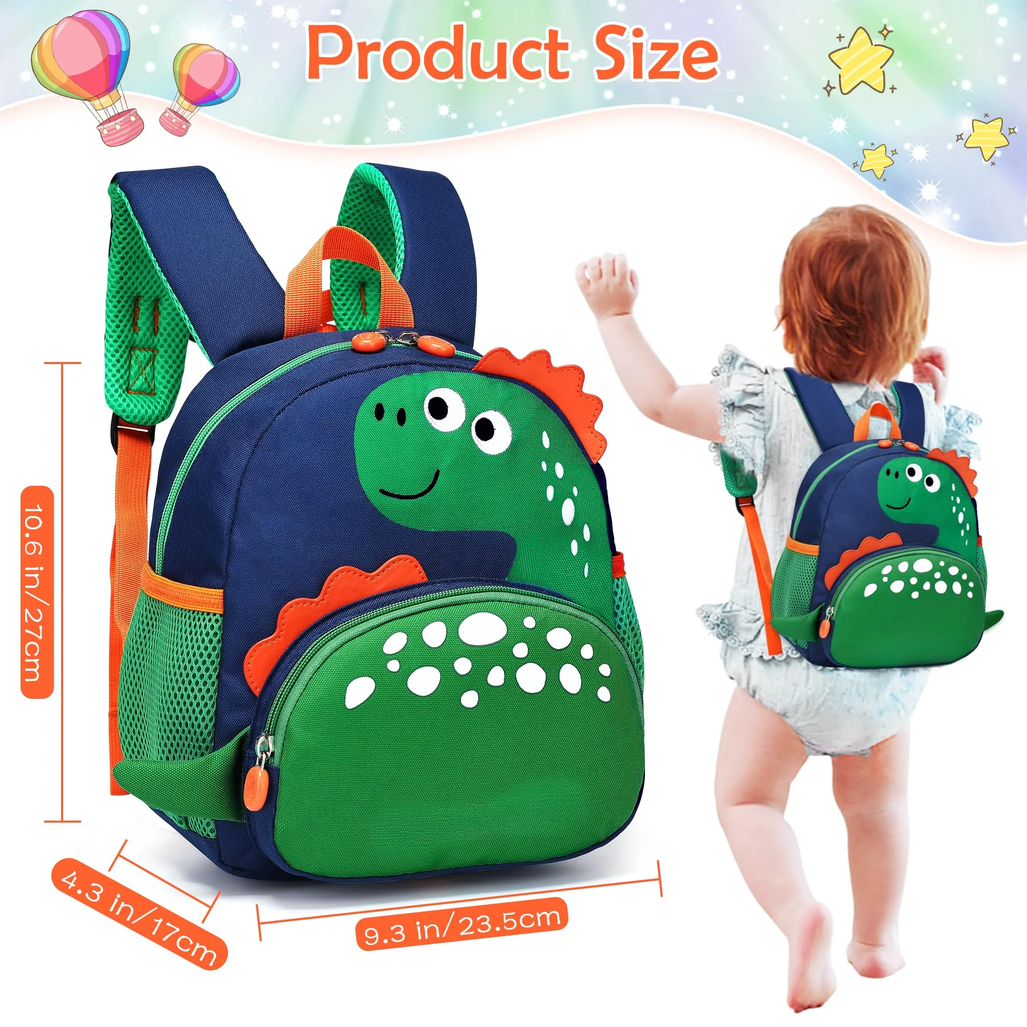 Small backpack kids with chest strap, waterproof preschool toddler