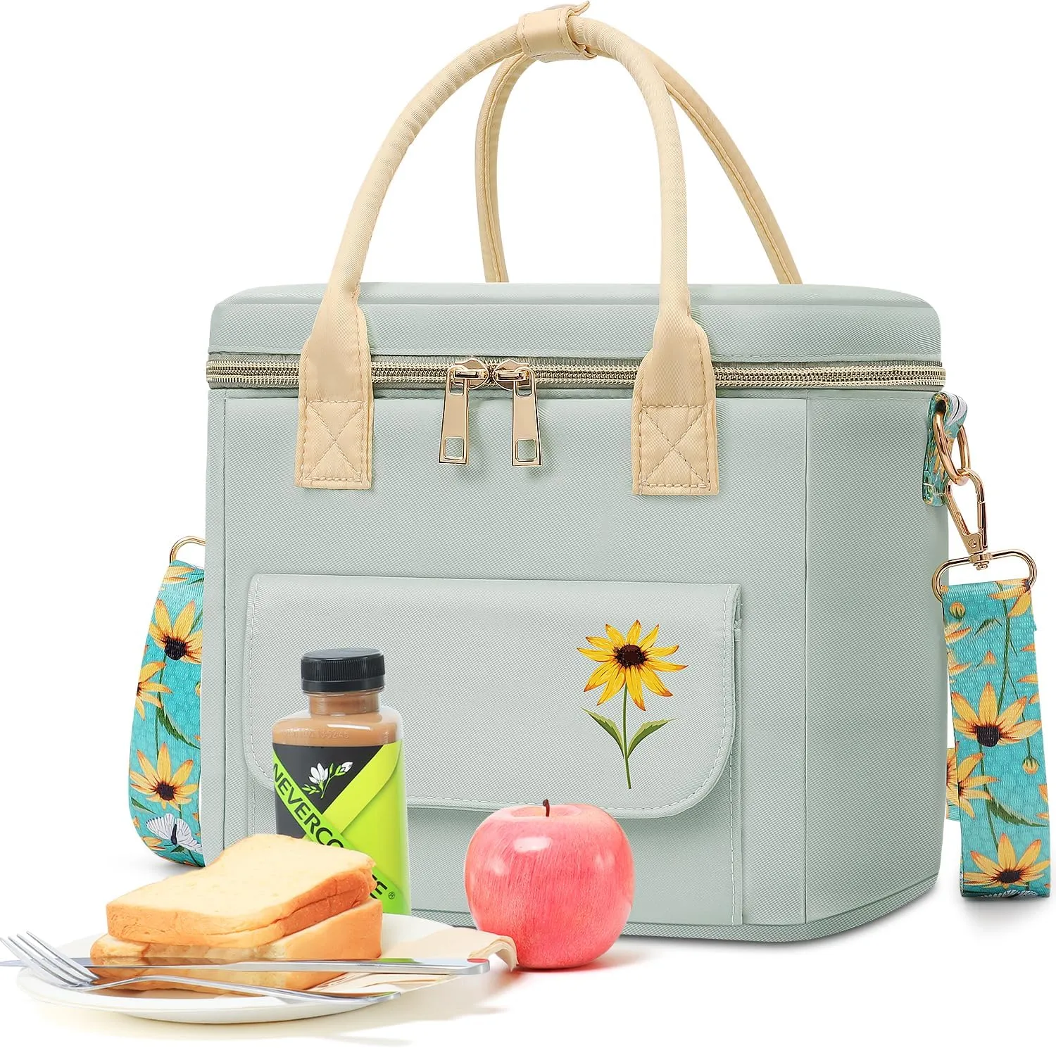 Small Insulated Lunch Bag Box Women - Leakproof Water-Repellent Lightweight Cooler with Removable Strap for Work Picnic - Teacher Mothers Day Christmas Birthday Gifts