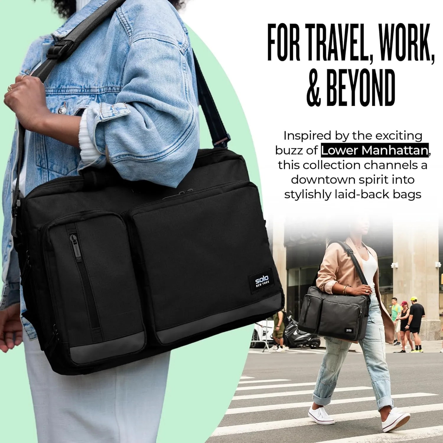 Solo New York Hybrid Briefcase Backpack - Laptop Carrying Bag, Fits 15.6" Computer, Brief for Travel & Work - Duane