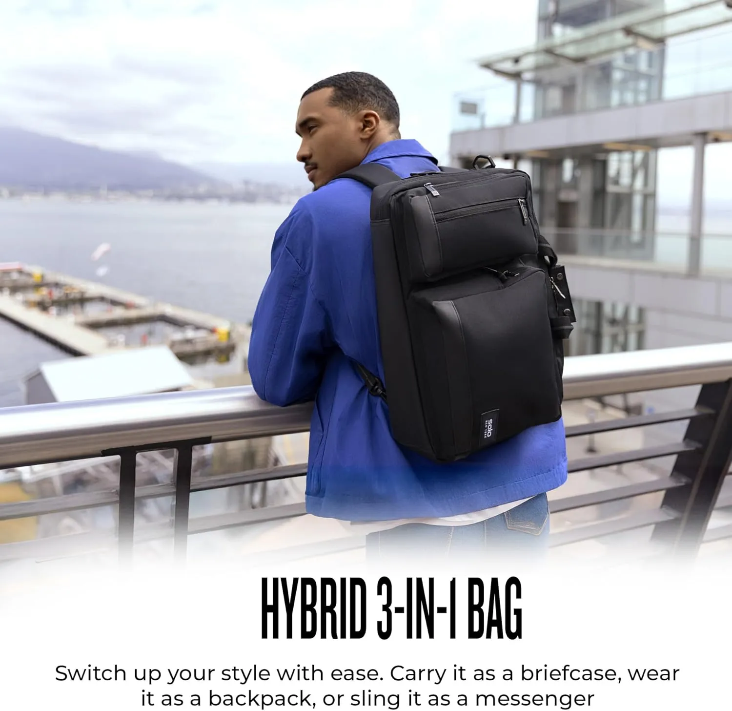 Solo New York Hybrid Briefcase Backpack - Laptop Carrying Bag, Fits 15.6" Computer, Brief for Travel & Work - Duane
