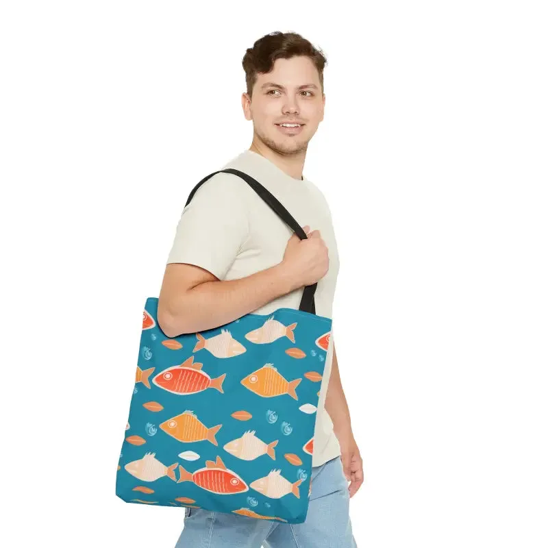Swim in Style Fishes Print Tote Bag