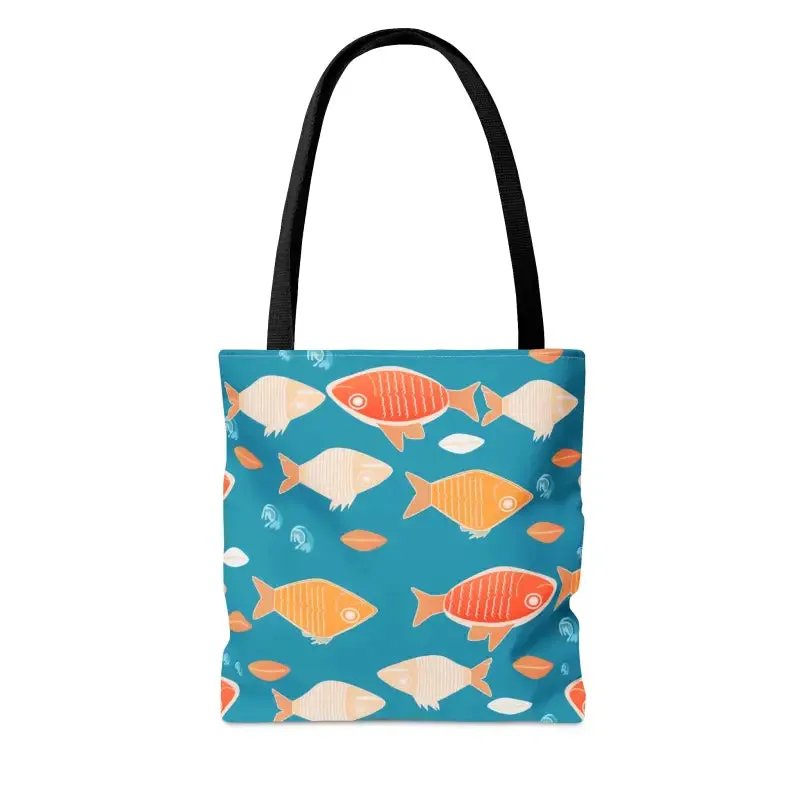 Swim in Style Fishes Print Tote Bag