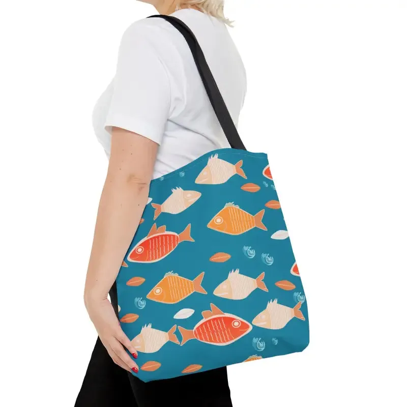 Swim in Style Fishes Print Tote Bag