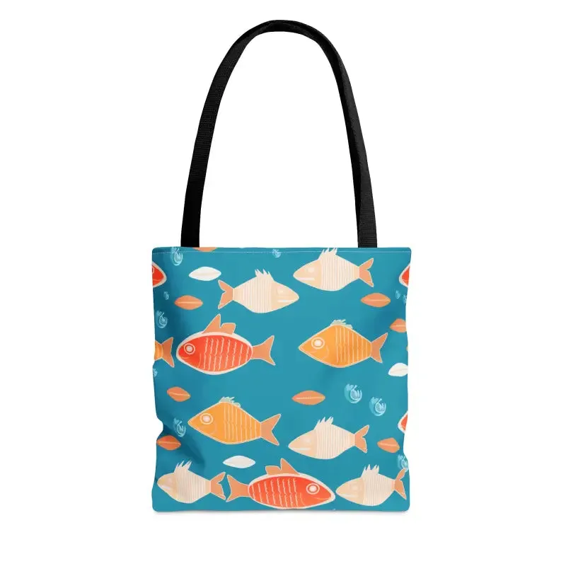 Swim in Style Fishes Print Tote Bag