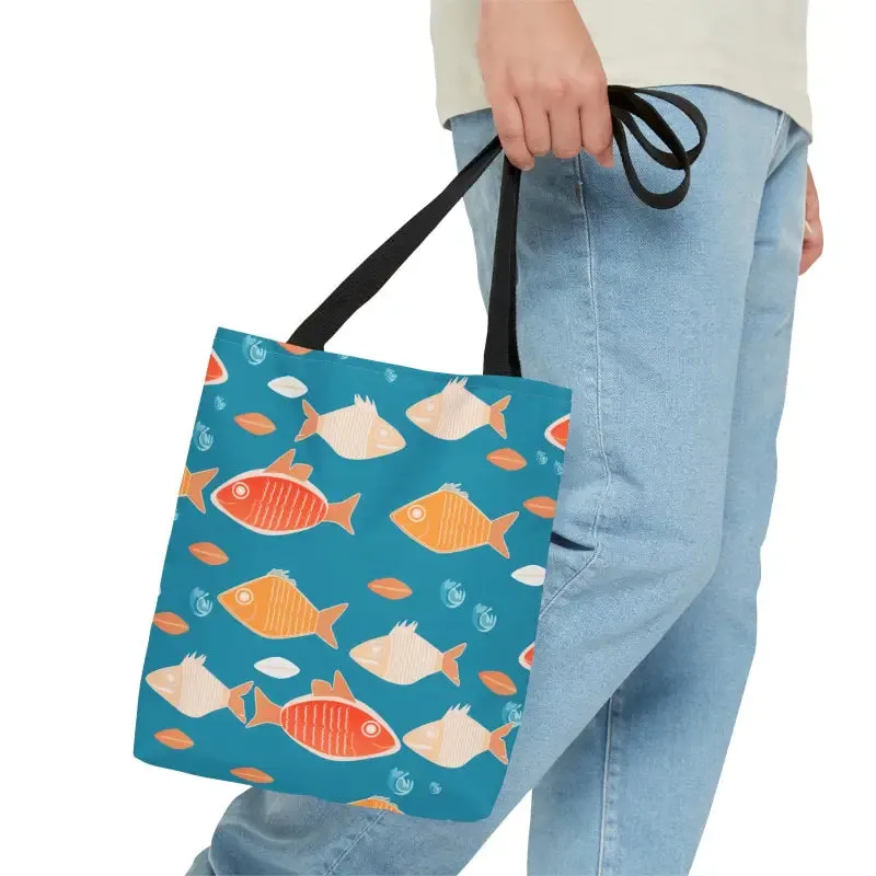 Swim in Style Fishes Print Tote Bag