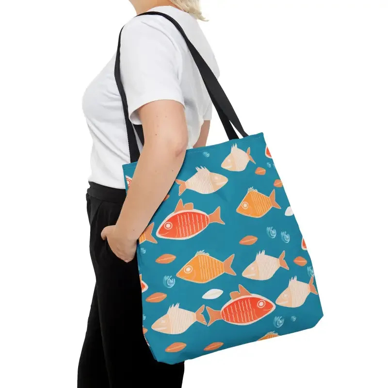 Swim in Style Fishes Print Tote Bag
