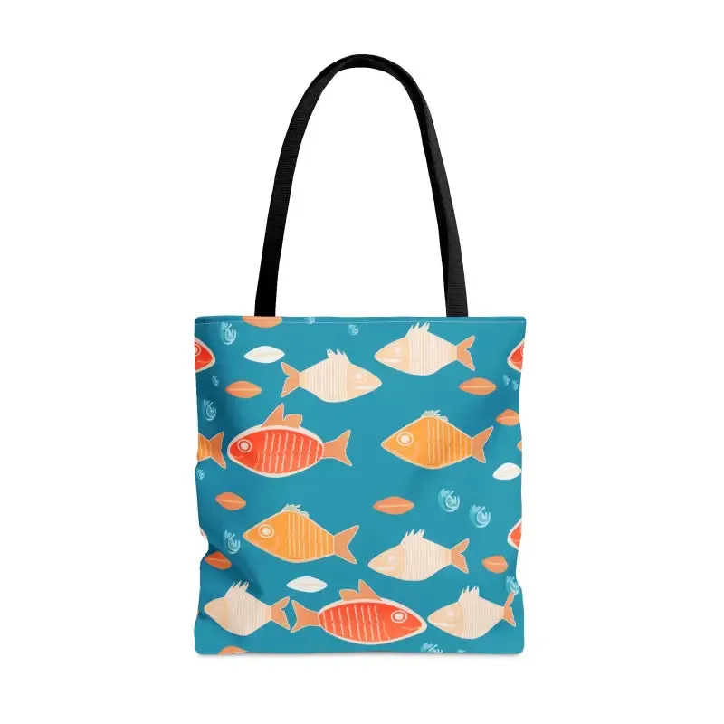 Swim in Style Fishes Print Tote Bag