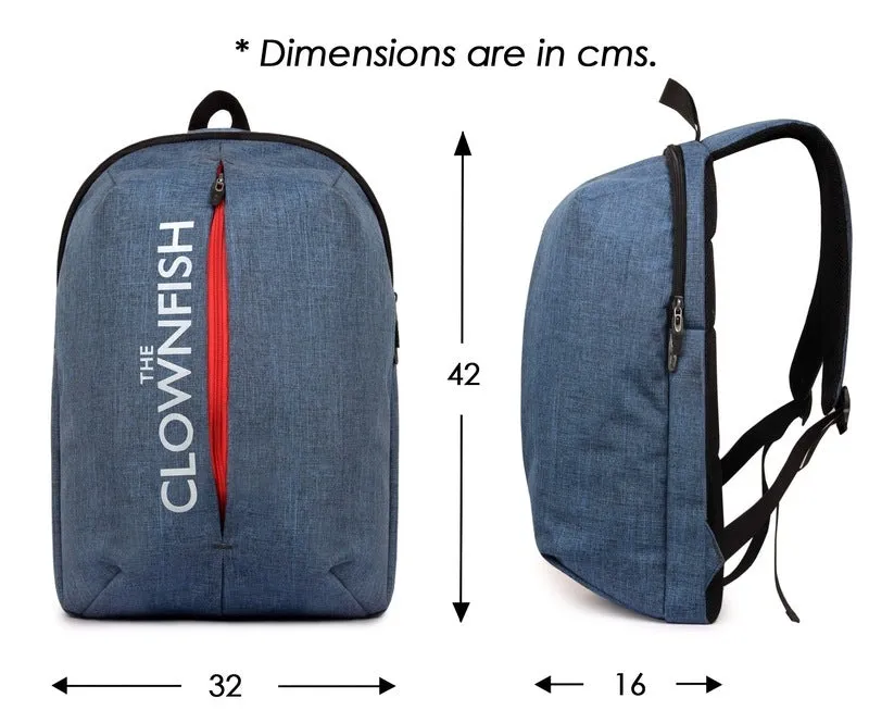THE CLOWNFISH Foxtrot Laptop Backpack - USB Port, Water Bottle Pocket | 25L | Pacific Blue