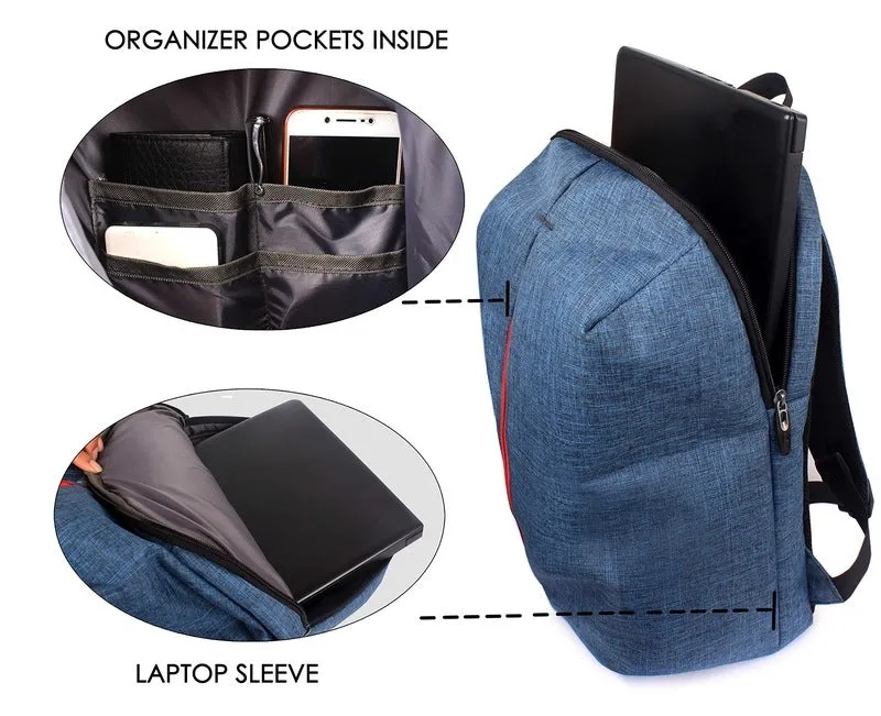 THE CLOWNFISH Foxtrot Laptop Backpack - USB Port, Water Bottle Pocket | 25L | Pacific Blue