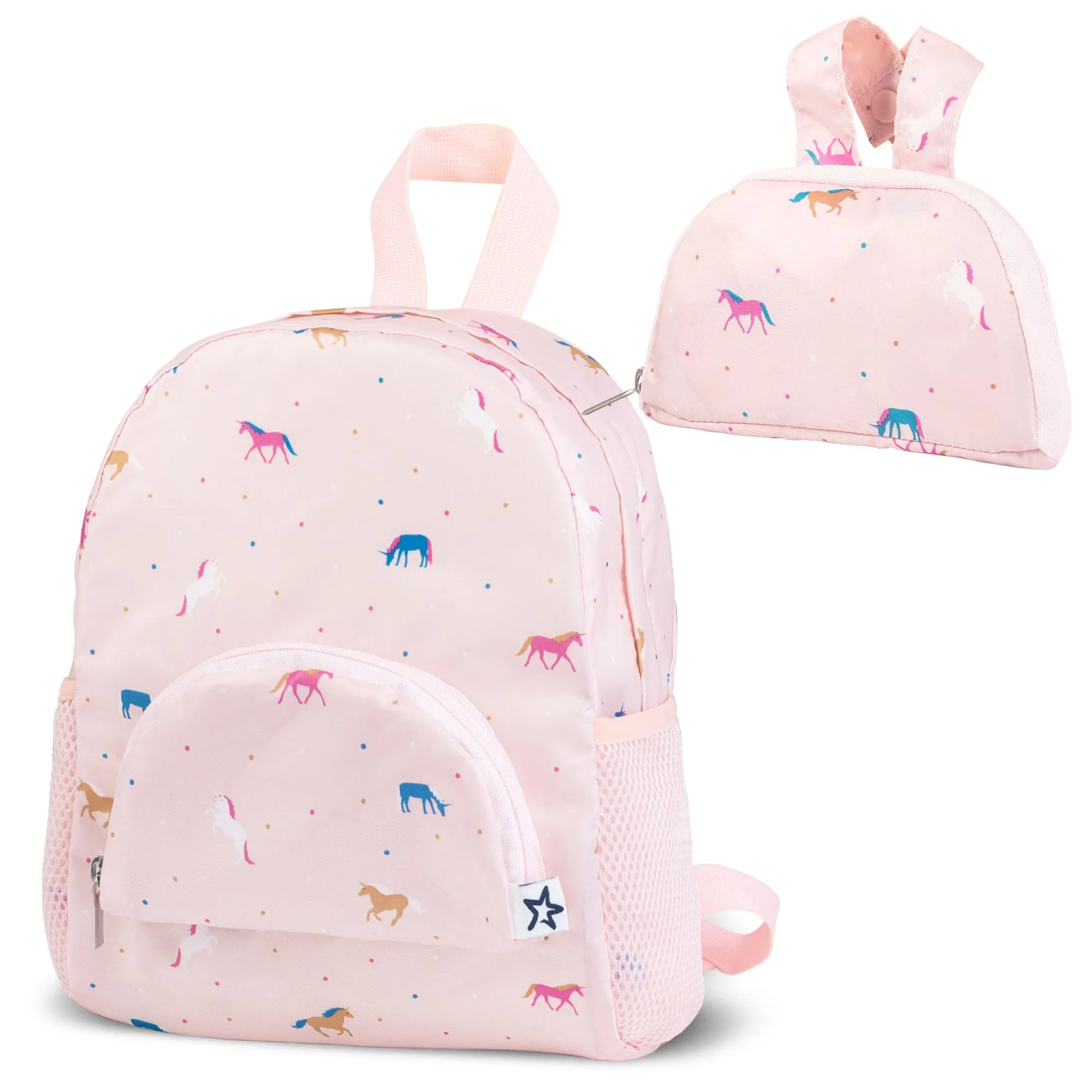 Toddler Lightweight Backpack - Waterproof Closure & Easy Fold-Up Pouch
