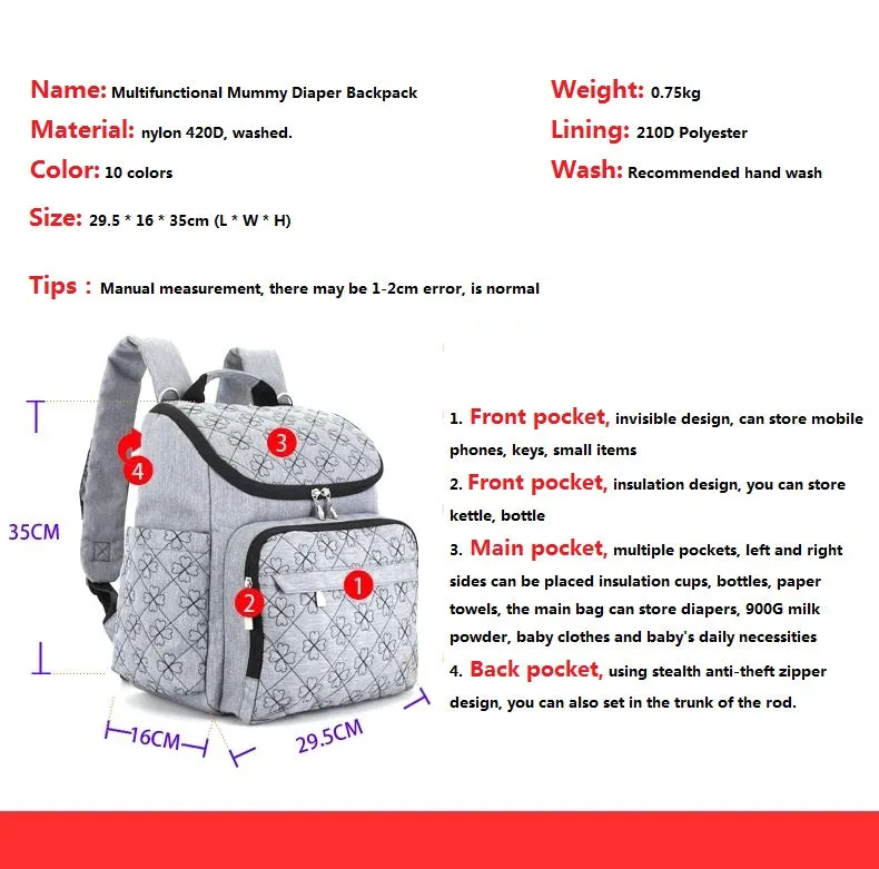 Travel Backpack Diaper Bag