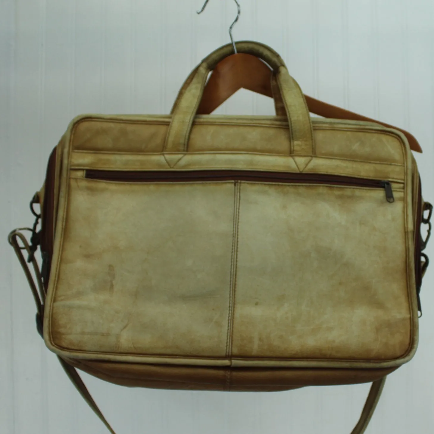 Vintage Shabby Older Leather Briefcase Laptop TLC Conditioner Needed