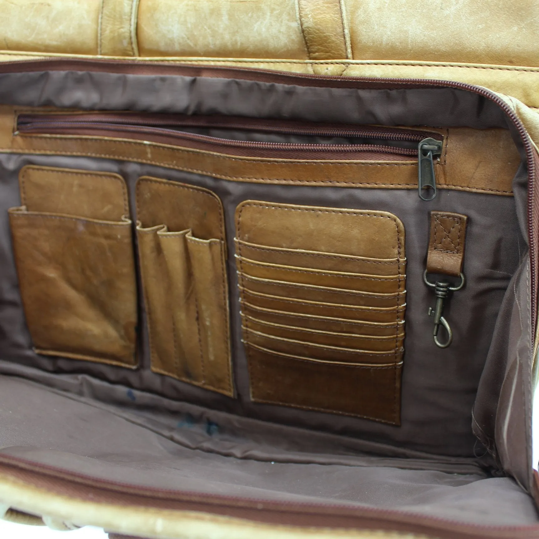 Vintage Shabby Older Leather Briefcase Laptop TLC Conditioner Needed