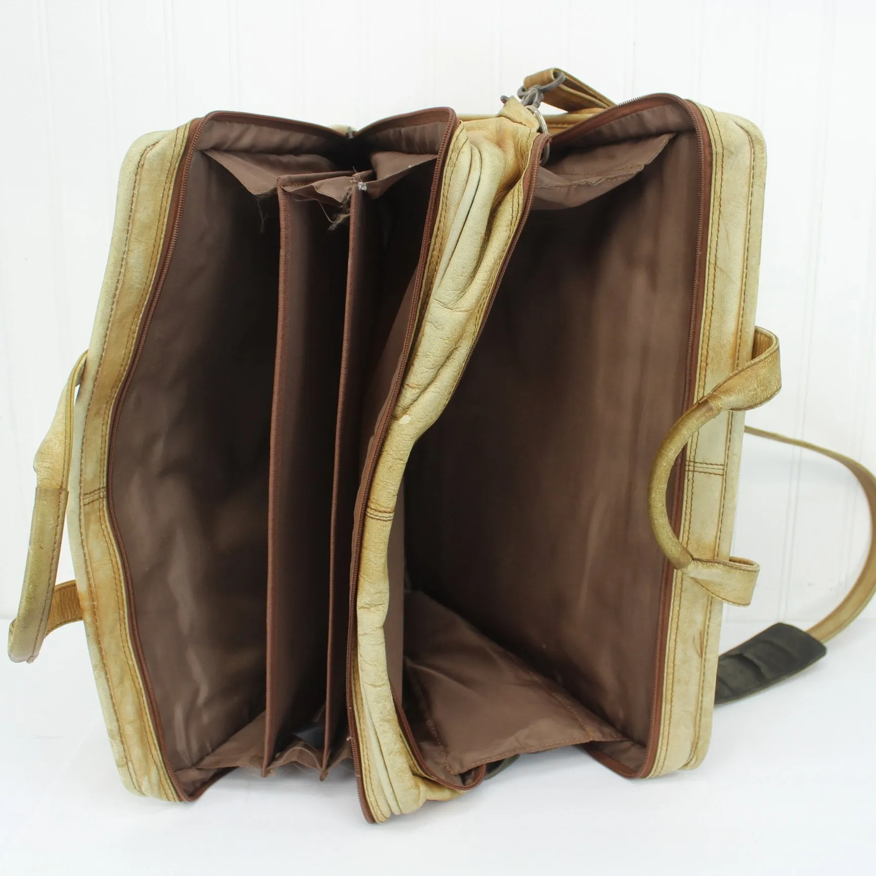 Vintage Shabby Older Leather Briefcase Laptop TLC Conditioner Needed
