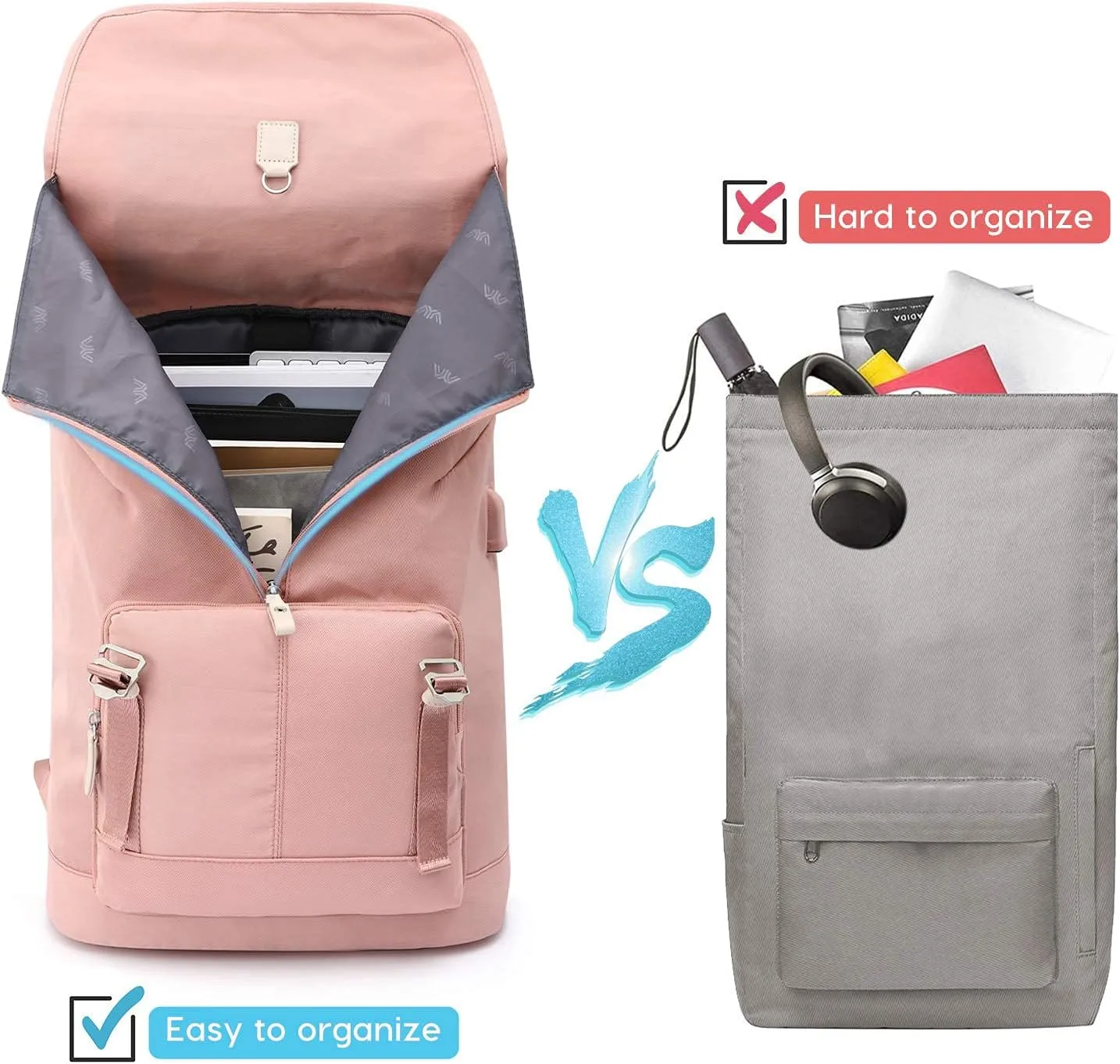 Women Backpack School Bags for Teen Girls,College Student Bookbag for 17 Inch Laptop,Work Backpack Gym Backpack Computer Backpack with USB Charging Port